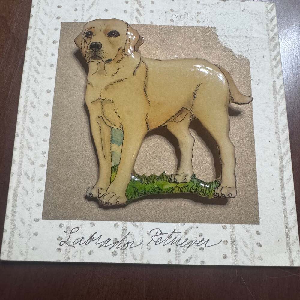 Vintage MBDesign Yellow Labrador Retriever Watercolor Pin/Brooch by Bonnie Moren
